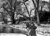 Cutting ice on Opequon Creek